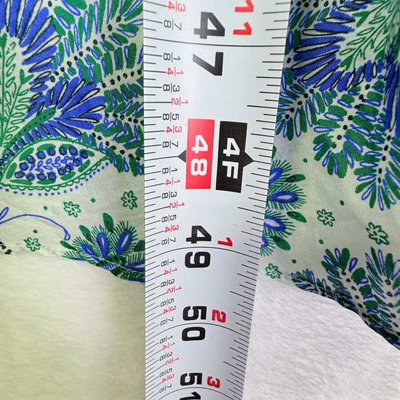 Point Sur J.Crew Blue Green Floral Smocked Tiered Midi Dress Womens 6 Cotton - Picture 6 of 9